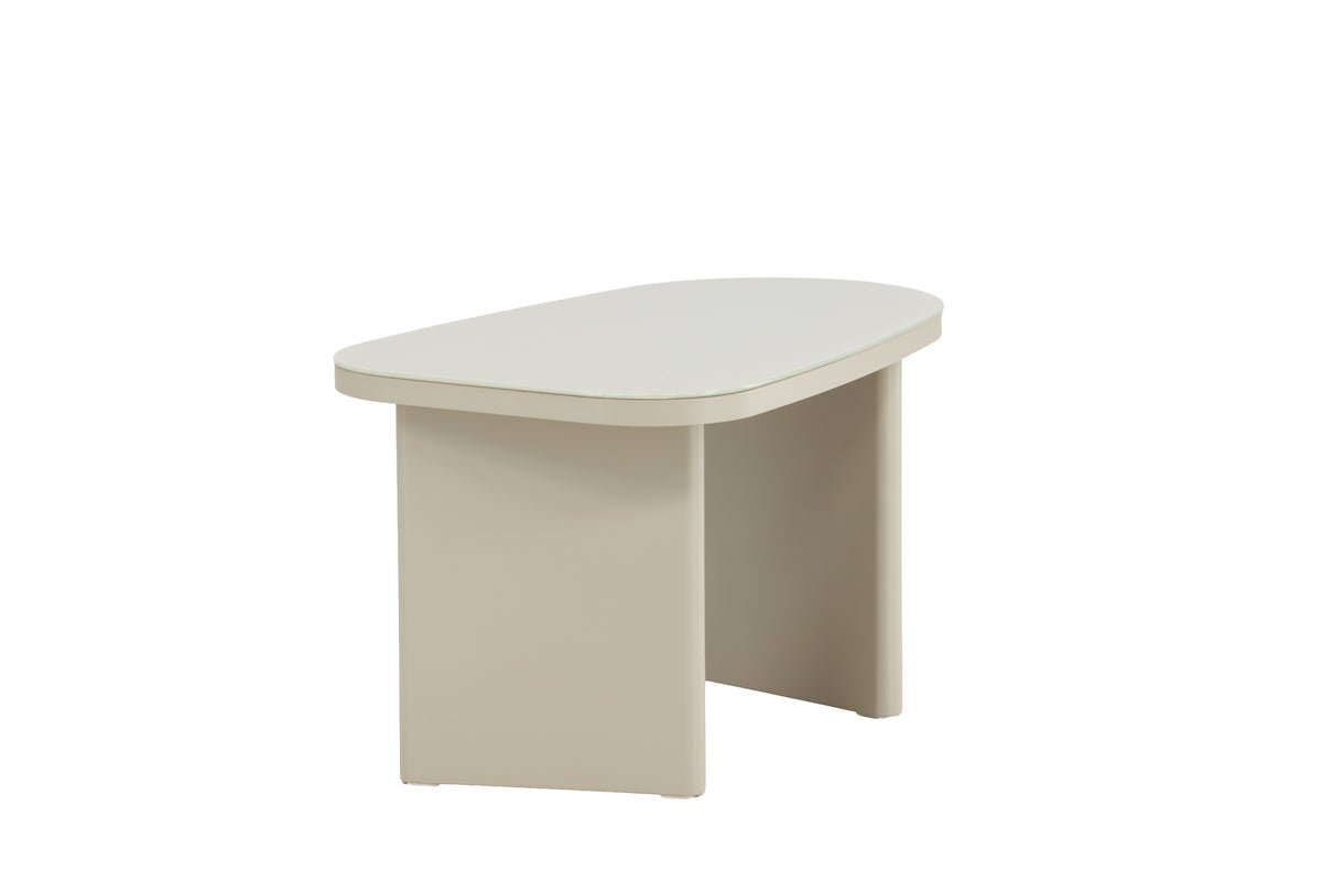 Table basse/table d'appoint Sonaro – 70 × 45 cm en Beige avec plateau en verre