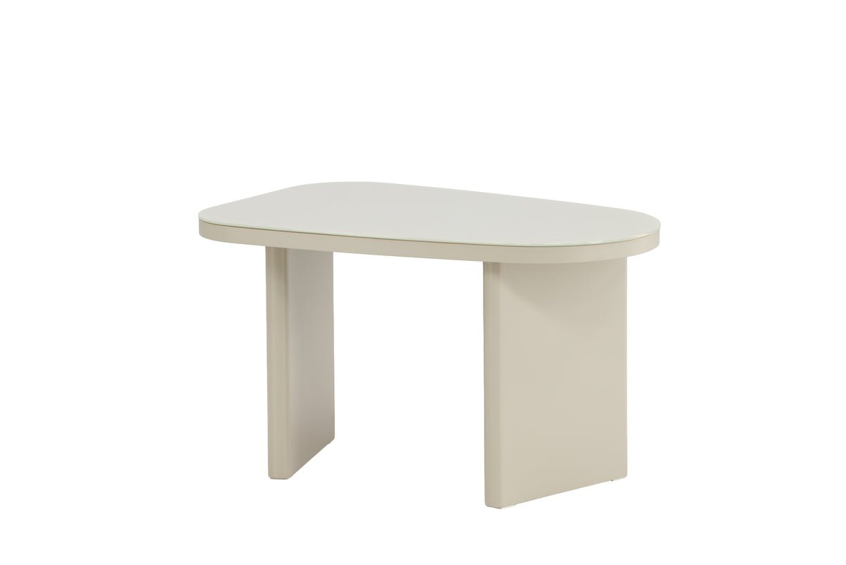 Table basse/table d'appoint Sonaro – 70 × 45 cm en Beige avec plateau en verre