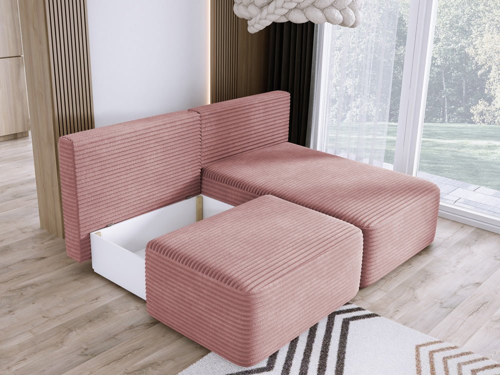 Canapé design Tilia Côtelé avec fonction couchage et rangement