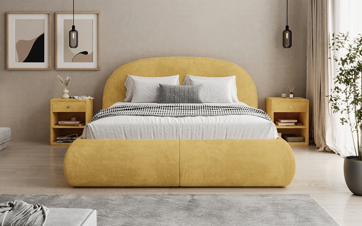 Lit rembourré design Loop en Côtelé avec rangement