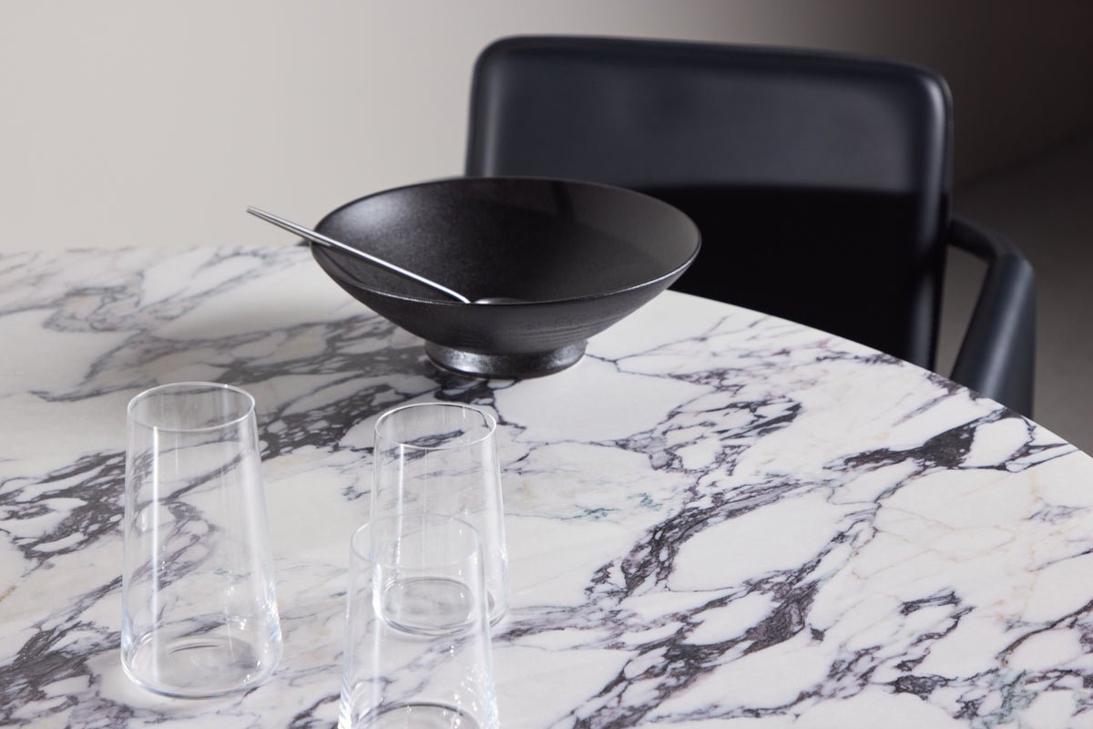 Table à manger Agesta - table à manger ronde avec plateau en gris clair, moka et noir