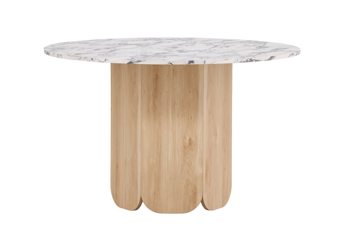 Table à manger Agesta - table à manger ronde avec plateau en gris clair, moka et noir