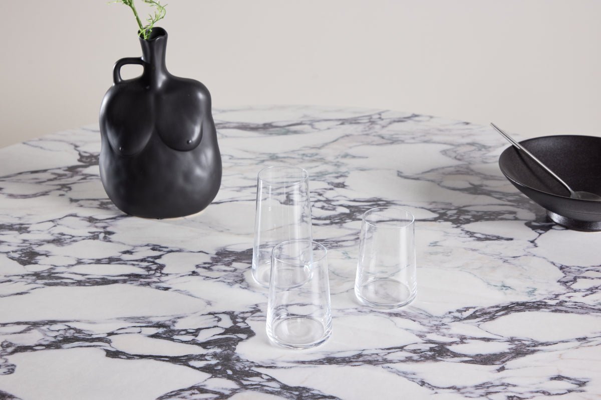 Table à manger Agesta - table à manger ronde avec plateau en gris clair, moka et noir