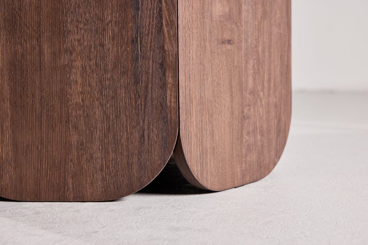 Table à manger Agesta - table à manger ronde avec plateau en gris clair, moka et noir