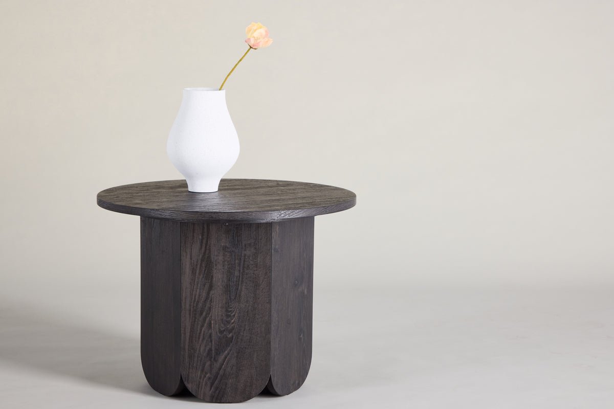 Table basse Keralo - table ronde stylée aspect bois