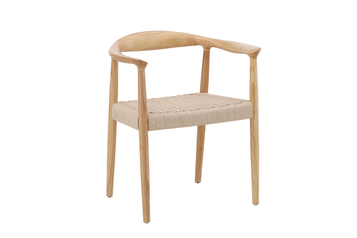 Ensemble de 2 - Chaise Leli en bois d'hévéa et tressage en corde