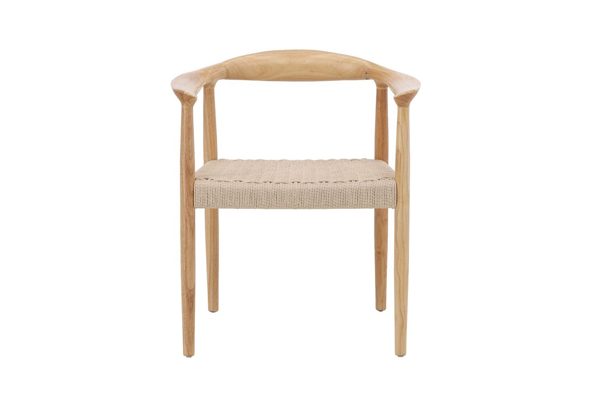 Ensemble de 2 - Chaise Leli en bois d'hévéa et tressage en corde