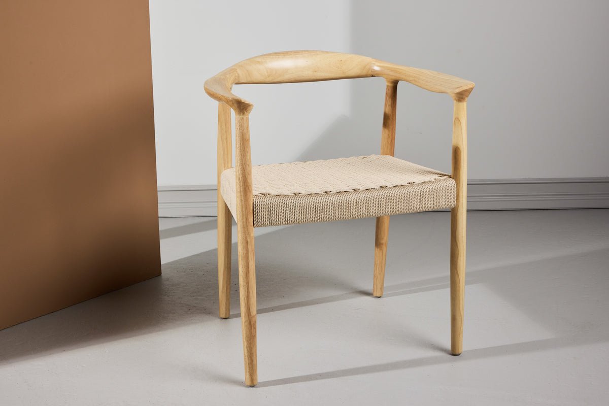 Ensemble de 2 - Chaise Leli en bois d'hévéa et tressage en corde