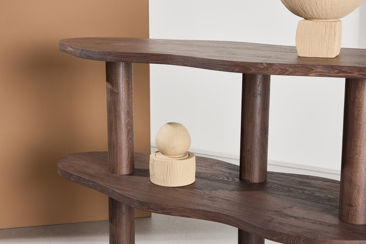 Regal Aureo – Étagère 3 niveaux en moka avec forme ondulée