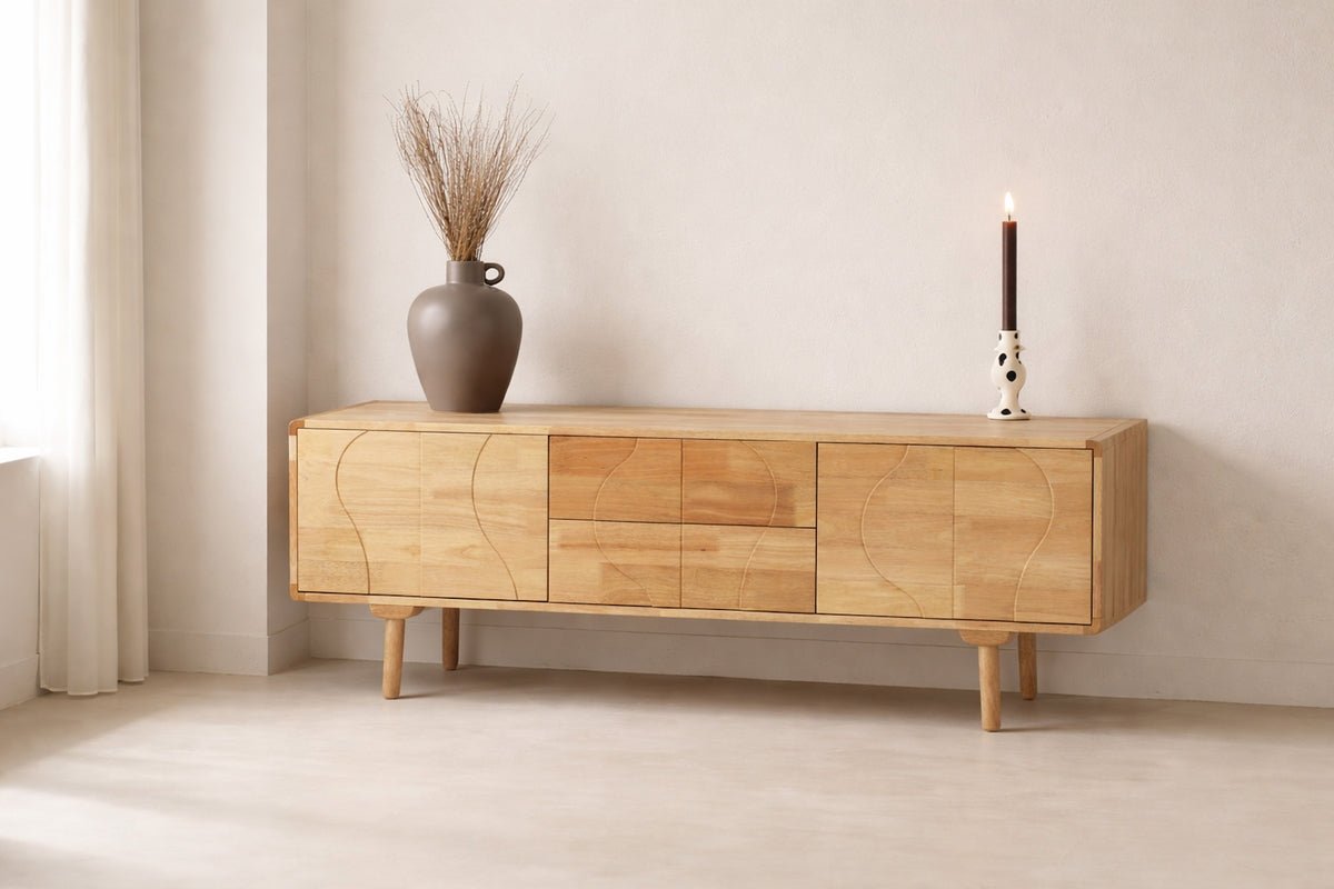 Commode Feri - Buffet de 180 cm en bois d'hévéa