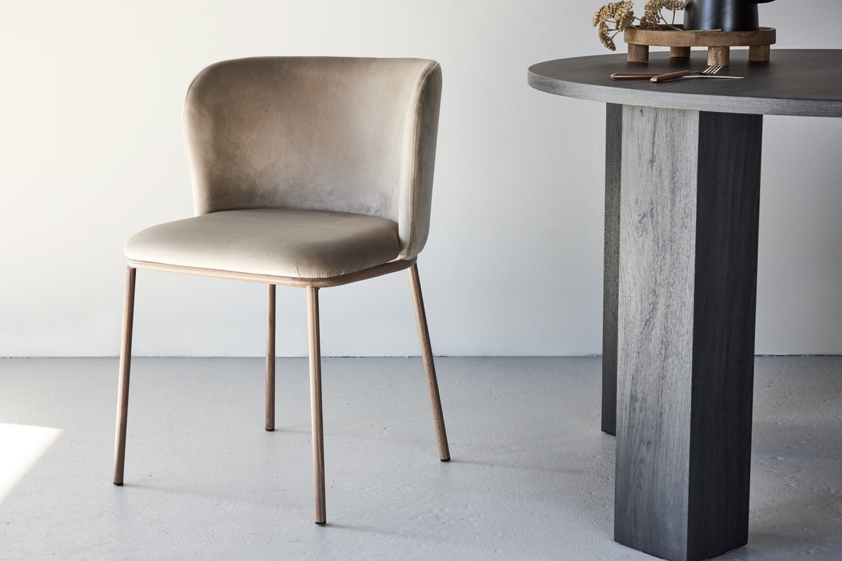 Ensemble de 2 chaises Coffee avec tissu en velours beige doux