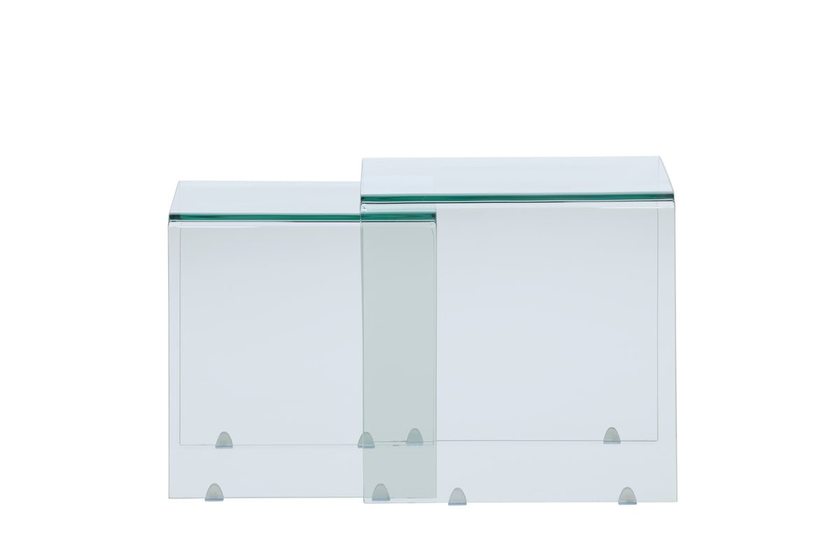 Ensemble de tables basses/latérales Lumea – 2 tables en verre clair