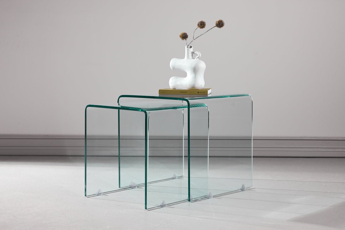 Ensemble de tables basses/latérales Lumea – 2 tables en verre clair
