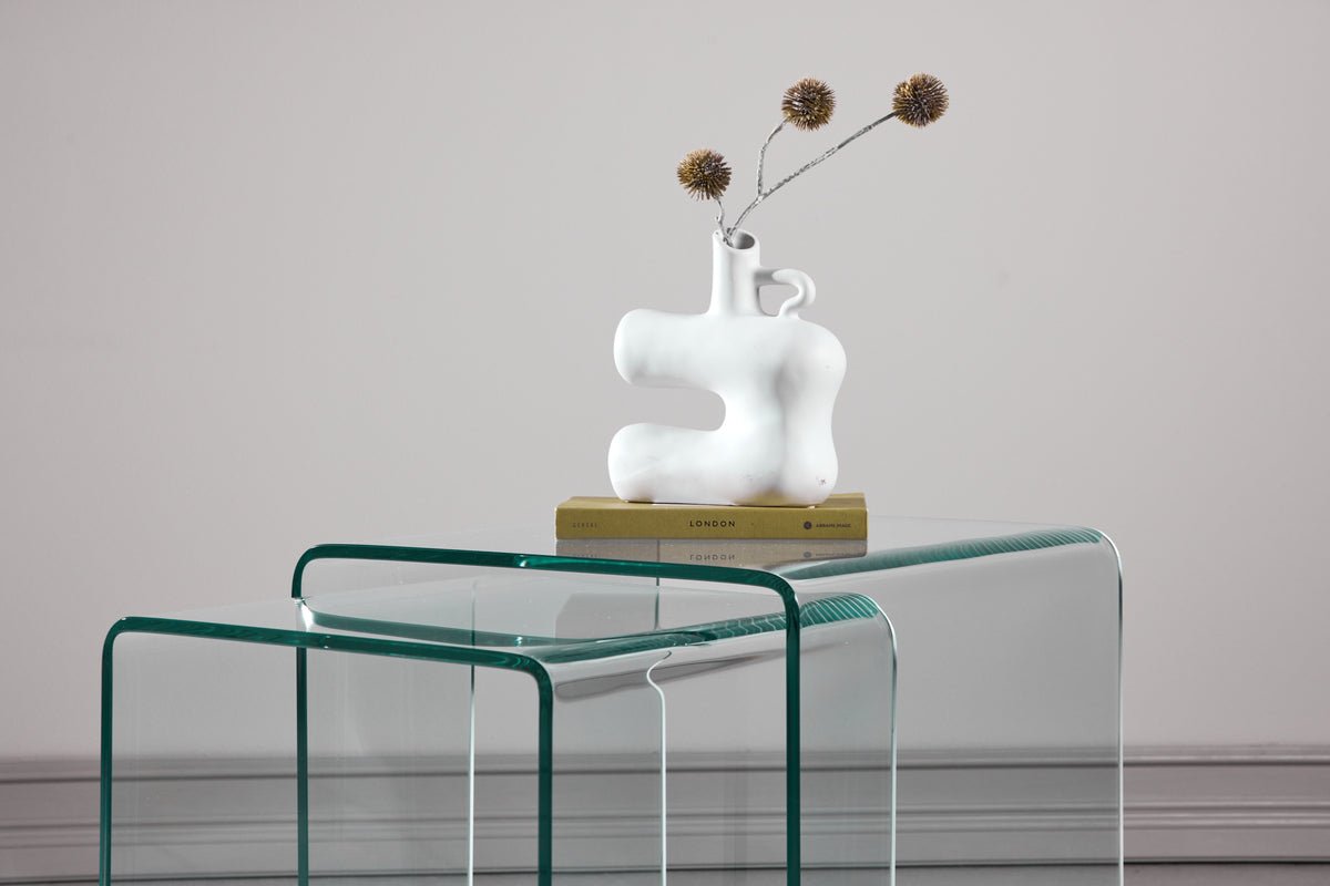 Ensemble de tables basses/latérales Lumea – 2 tables en verre clair