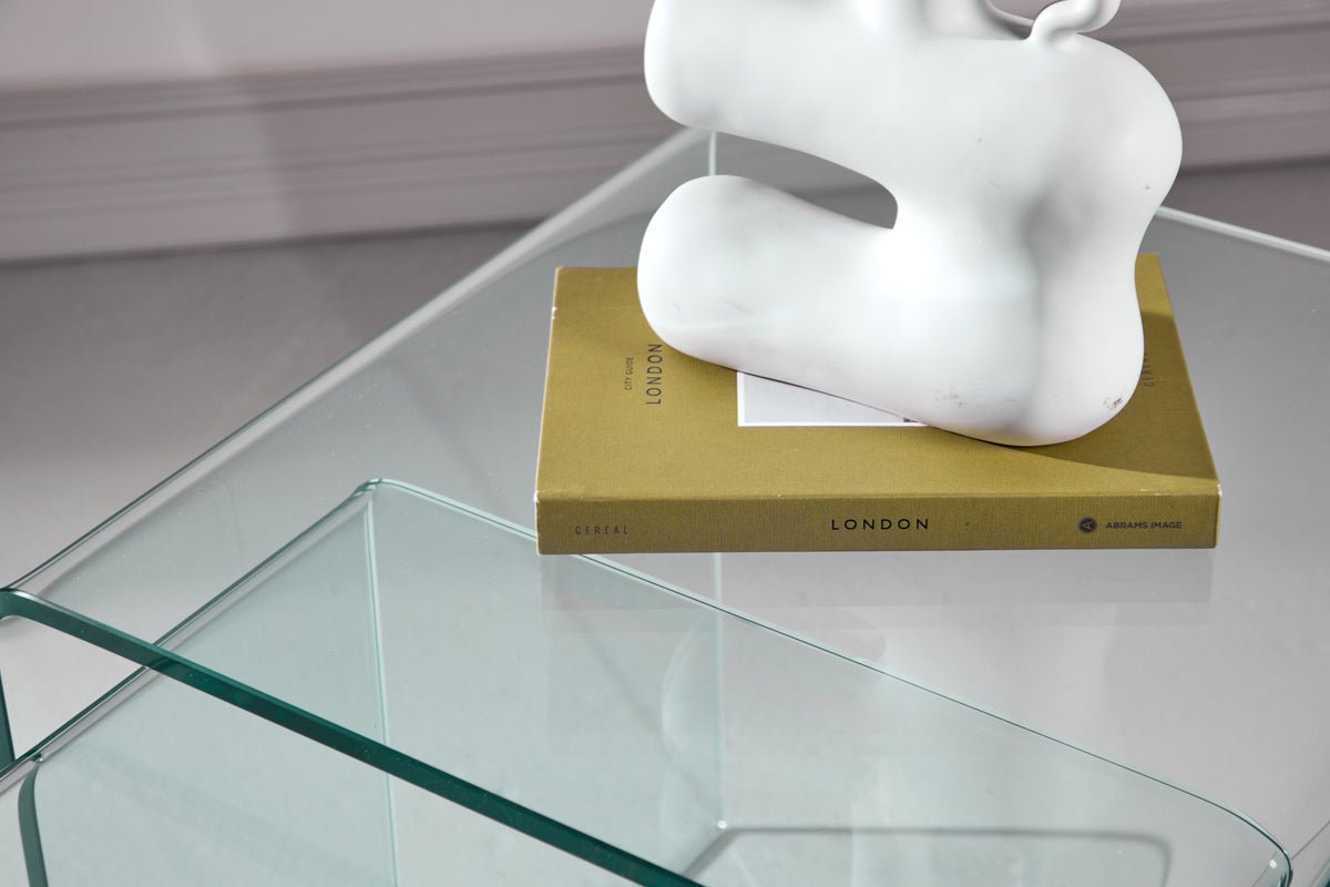 Ensemble de tables basses/latérales Lumea – 2 tables en verre clair