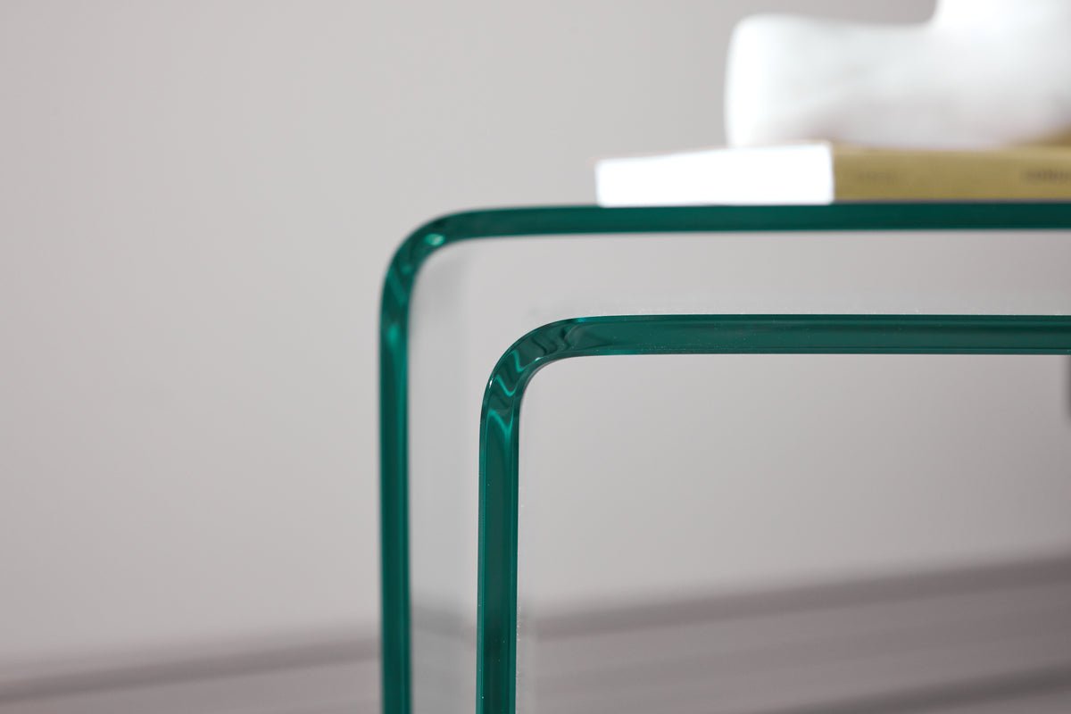 Ensemble de tables basses/latérales Lumea – 2 tables en verre clair