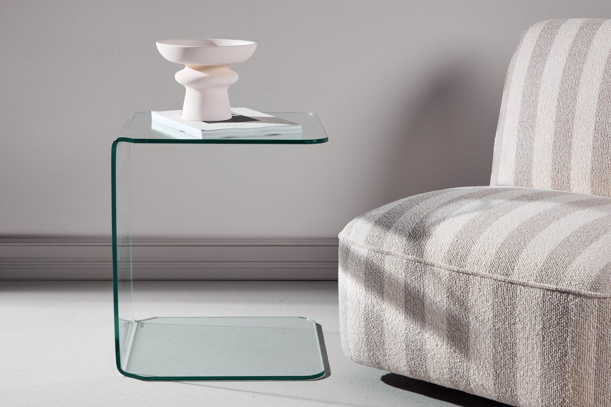 Table d'appoint Vetro – 45 × 45 cm en verre clair