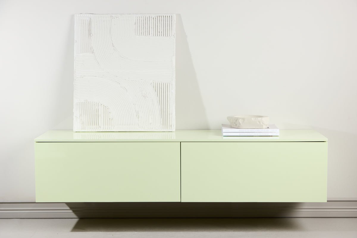 Meuble TV bas Marivo – Design brillant en Vert frais