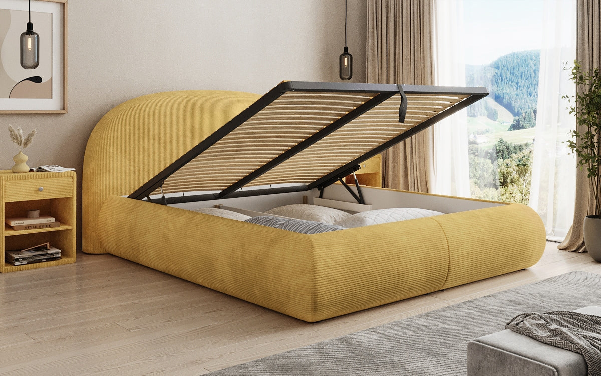 Lit rembourré design Loop en Côtelé avec rangement
