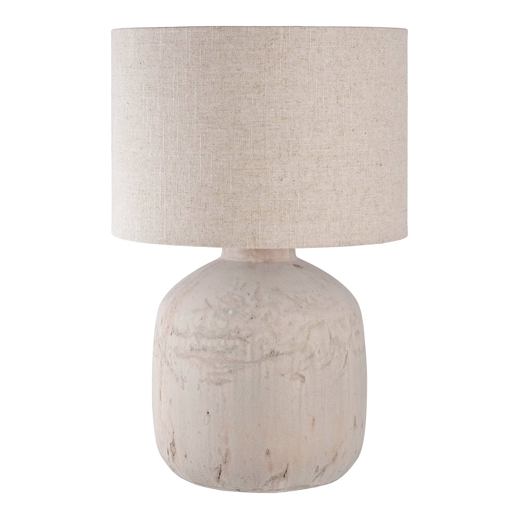 Lampe de table « Lunaro » – pied en céramique aspect pierre avec abat-jour en tissu