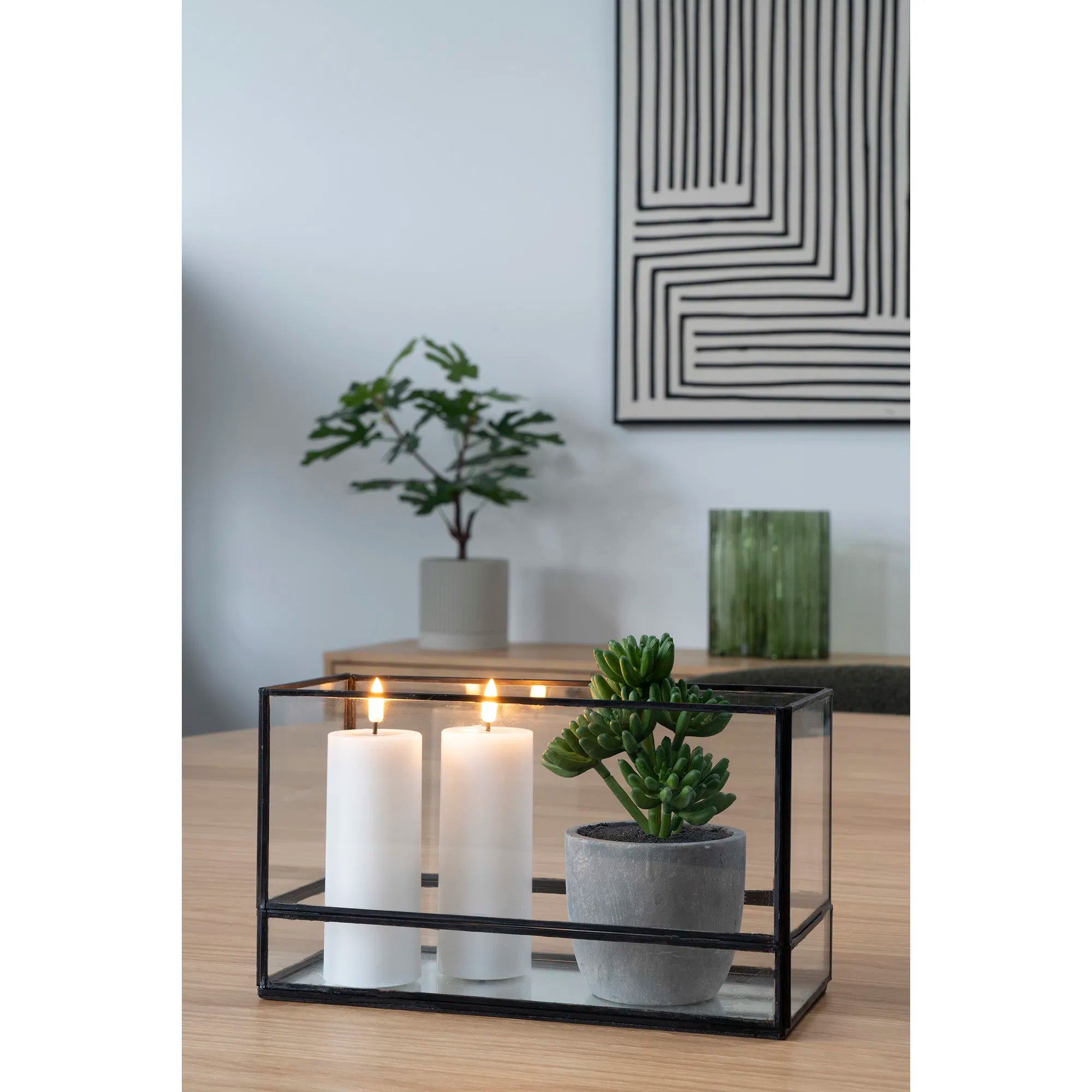 Porte-bougie « Ferro Recta » – Métal & Verre en Noir