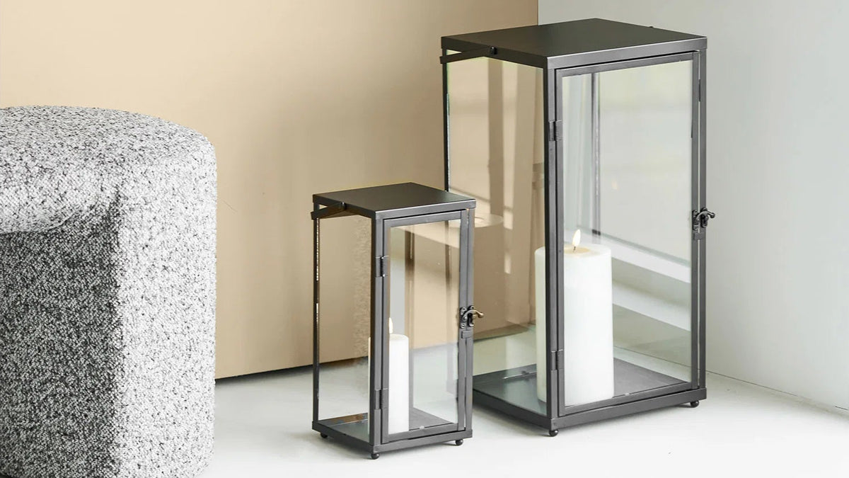 Lot de 2 lanternes Felli - avec cadre en métal noir