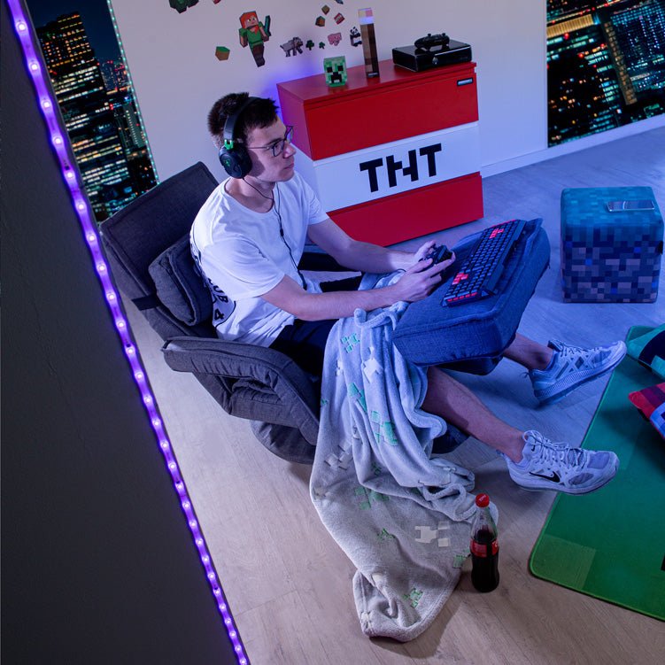 Fauteuil de jeu Minecraft « CraftStation » – réglable avec repose-pieds, accoudoirs et support pour clavier