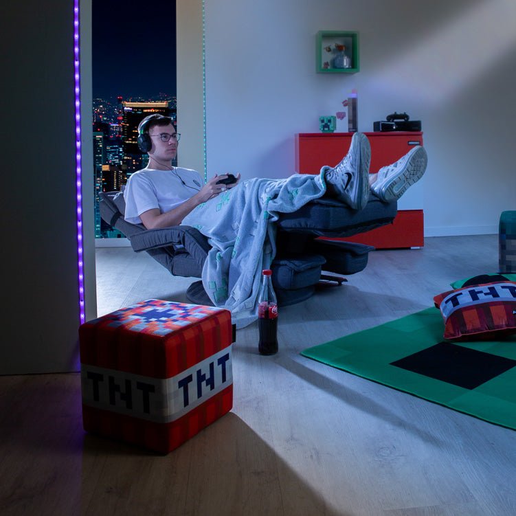 Fauteuil de jeu Minecraft « CraftStation » – réglable avec repose-pieds, accoudoirs et support pour clavier