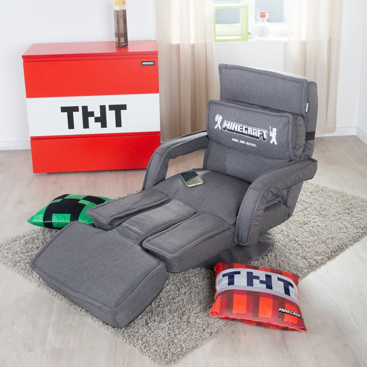 Fauteuil de jeu Minecraft « CraftStation » – réglable avec repose-pieds, accoudoirs et support pour clavier