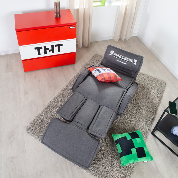 Fauteuil de jeu Minecraft « CraftStation » – réglable avec repose-pieds, accoudoirs et support pour clavier