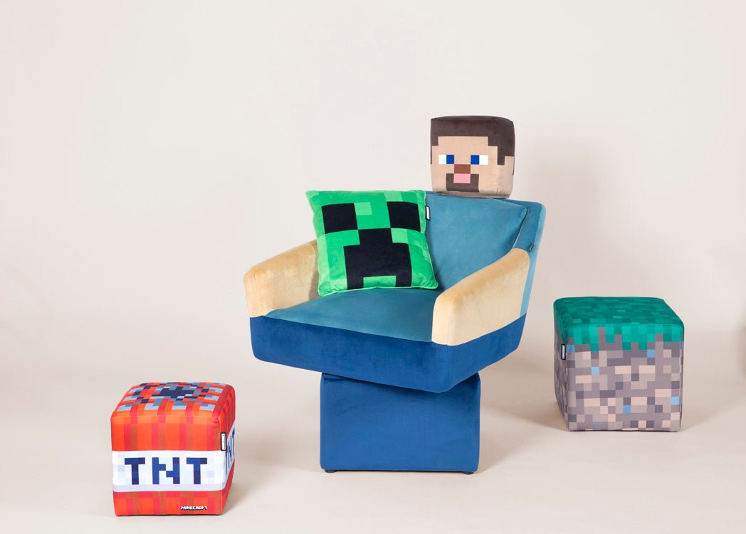 Fauteuil pivotant Minecraft « Steve » – avec accoudoirs et appuie-tête