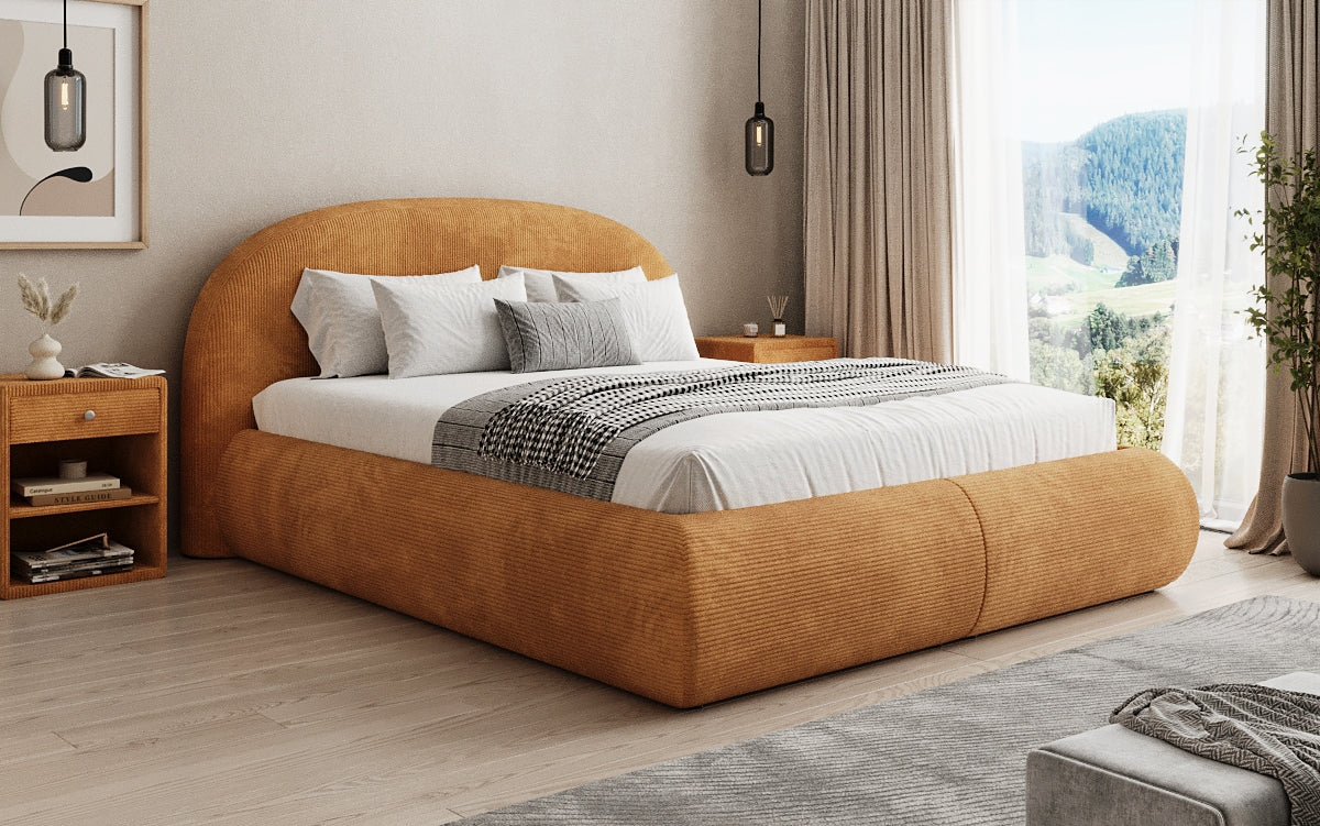 Lit rembourré design Loop en Côtelé avec rangement