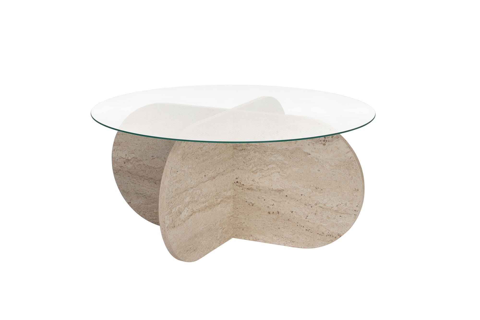 Table basse Rovida - avec plateau en verre rond en 2 variantes