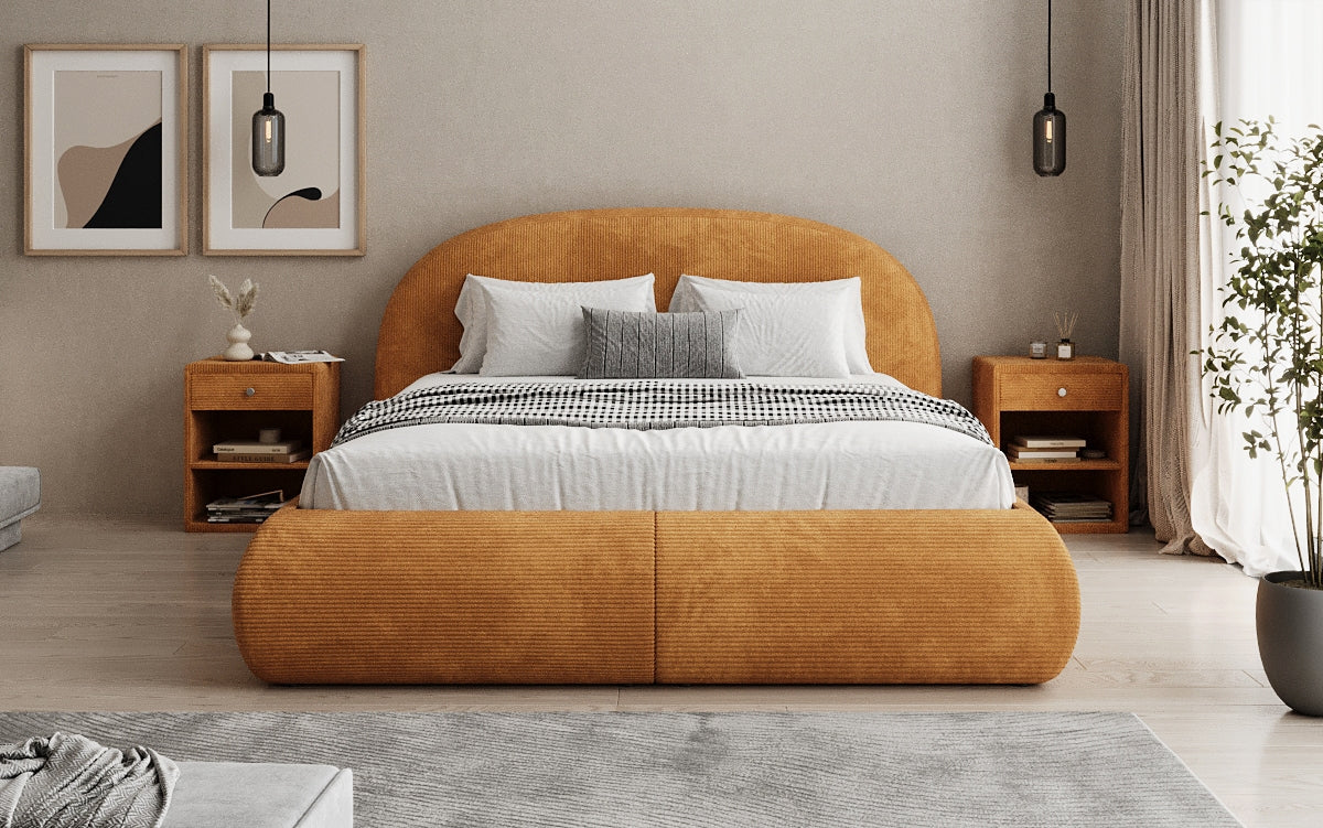 Lit rembourré design Loop en Côtelé avec rangement