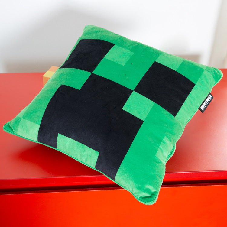 Minecraft Coussin décoratif « Peluche Creeper » – avec rembourrage et aspect velours