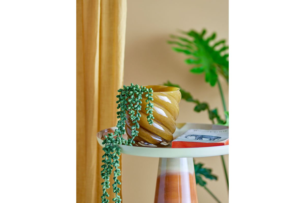 Pot de fleurs Solina – Verre soufflé bouche en jaune chaud