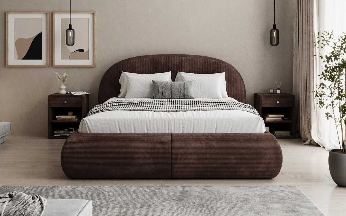 Lit rembourré design Loop en Côtelé avec rangement