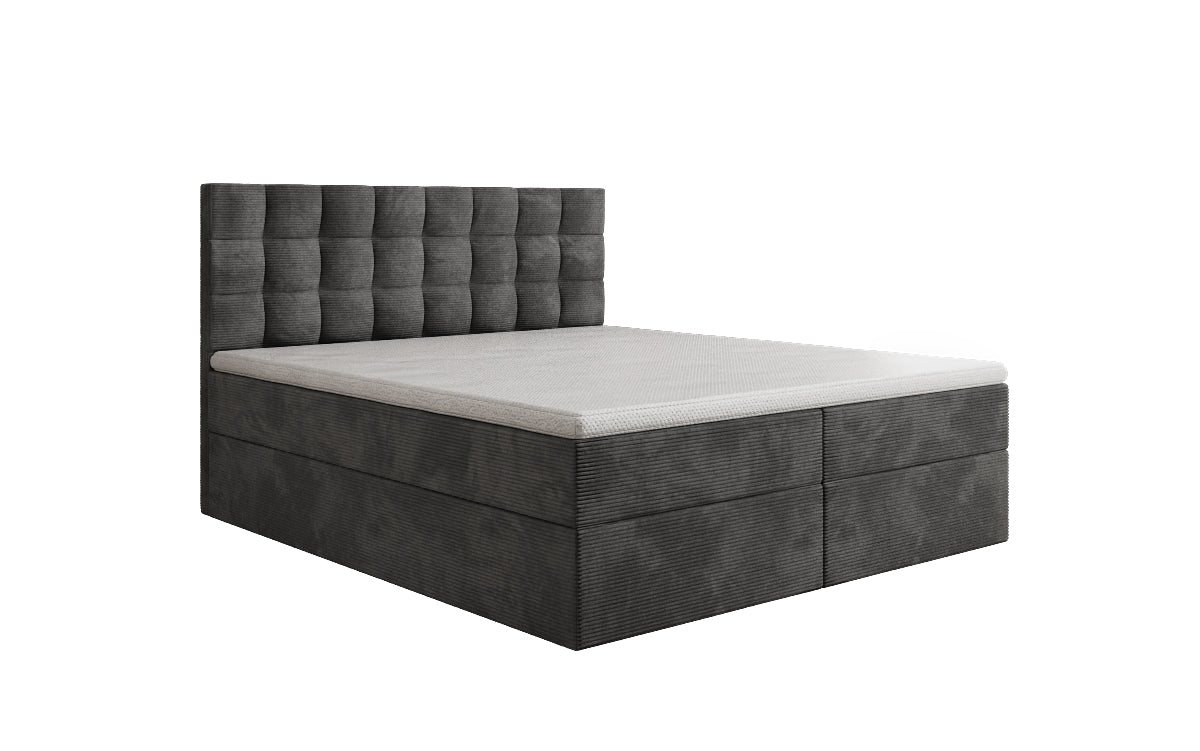 Lit boxspring Como en Côtelé avec rangement