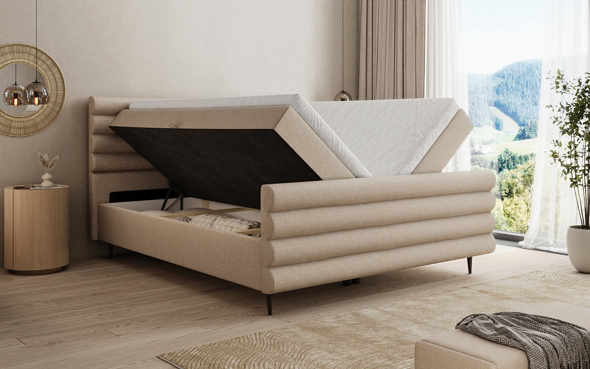 Boxspringbett Tubo in Strukturstoff mit Stauraum