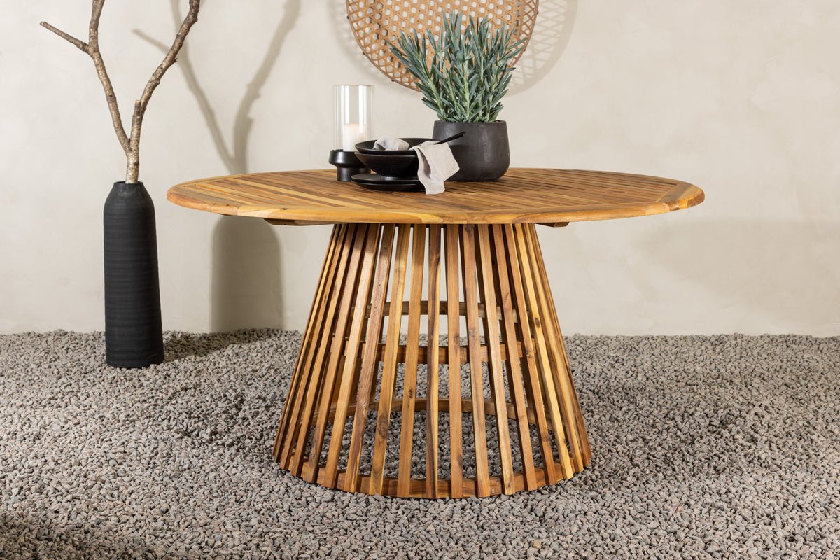 Table à manger de jardin Aurelia - Ø 150 cm en bois d'acacia aspect naturel