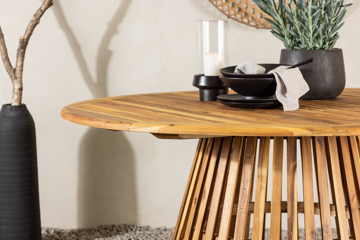 Table à manger de jardin Aurelia - Ø 150 cm en bois d'acacia aspect naturel