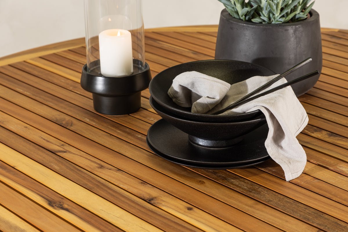 Table à manger de jardin Aurelia - Ø 150 cm en bois d'acacia aspect naturel