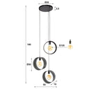 Suspension Sorelia – En gradation avec 3 luminaires et abat-jour annulaires perforés en Anthracite