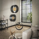 Suspension Sorelia – En gradation avec 3 luminaires et abat-jour annulaires perforés en Anthracite