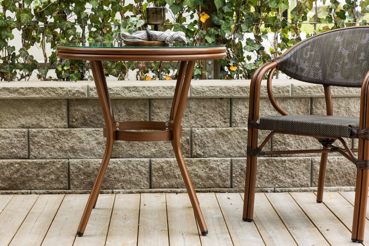 Table basse Simon - Ø70 avec plateau de table brun