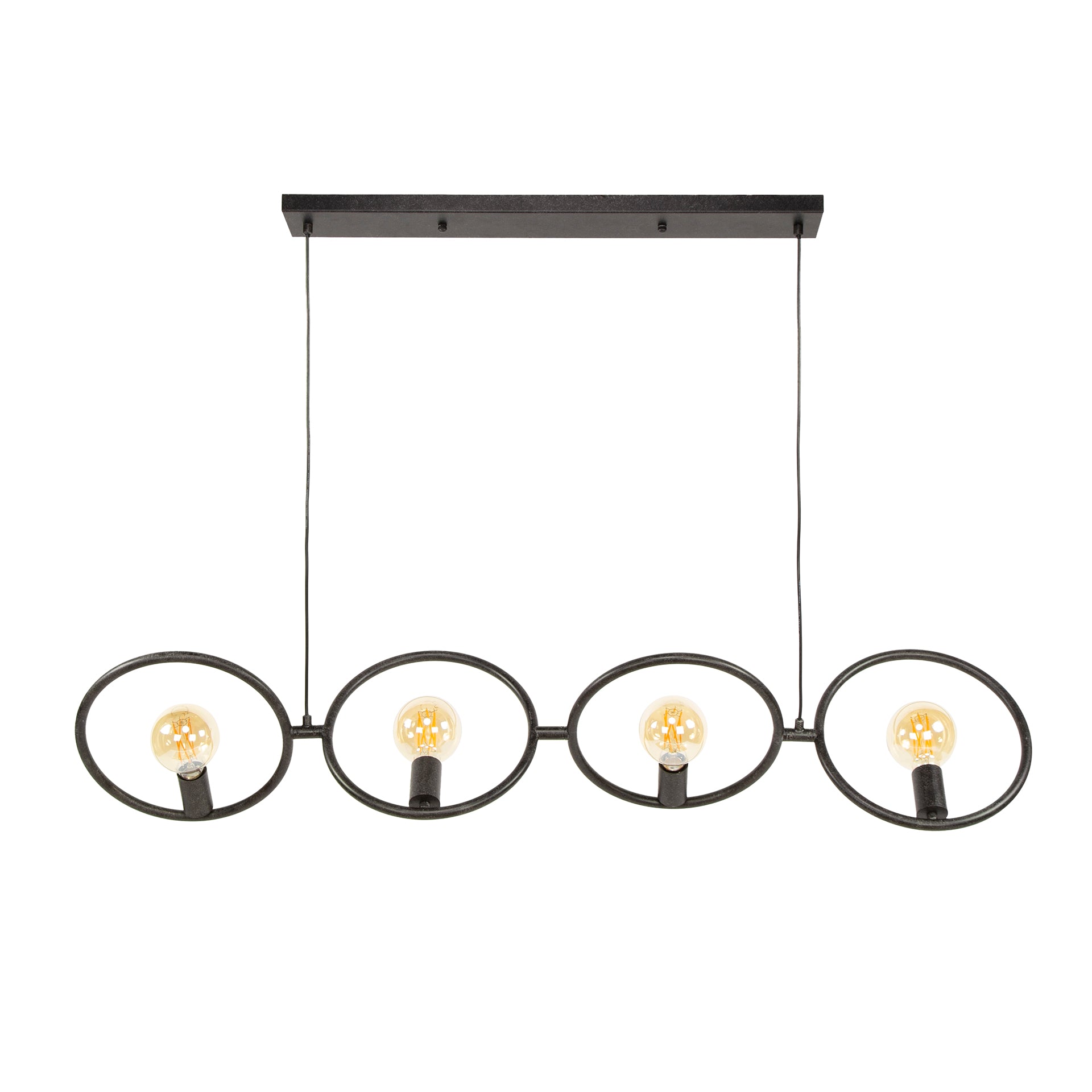 Suspension « Orlina » – 4 luminaires en métal noir arctique au design Loop