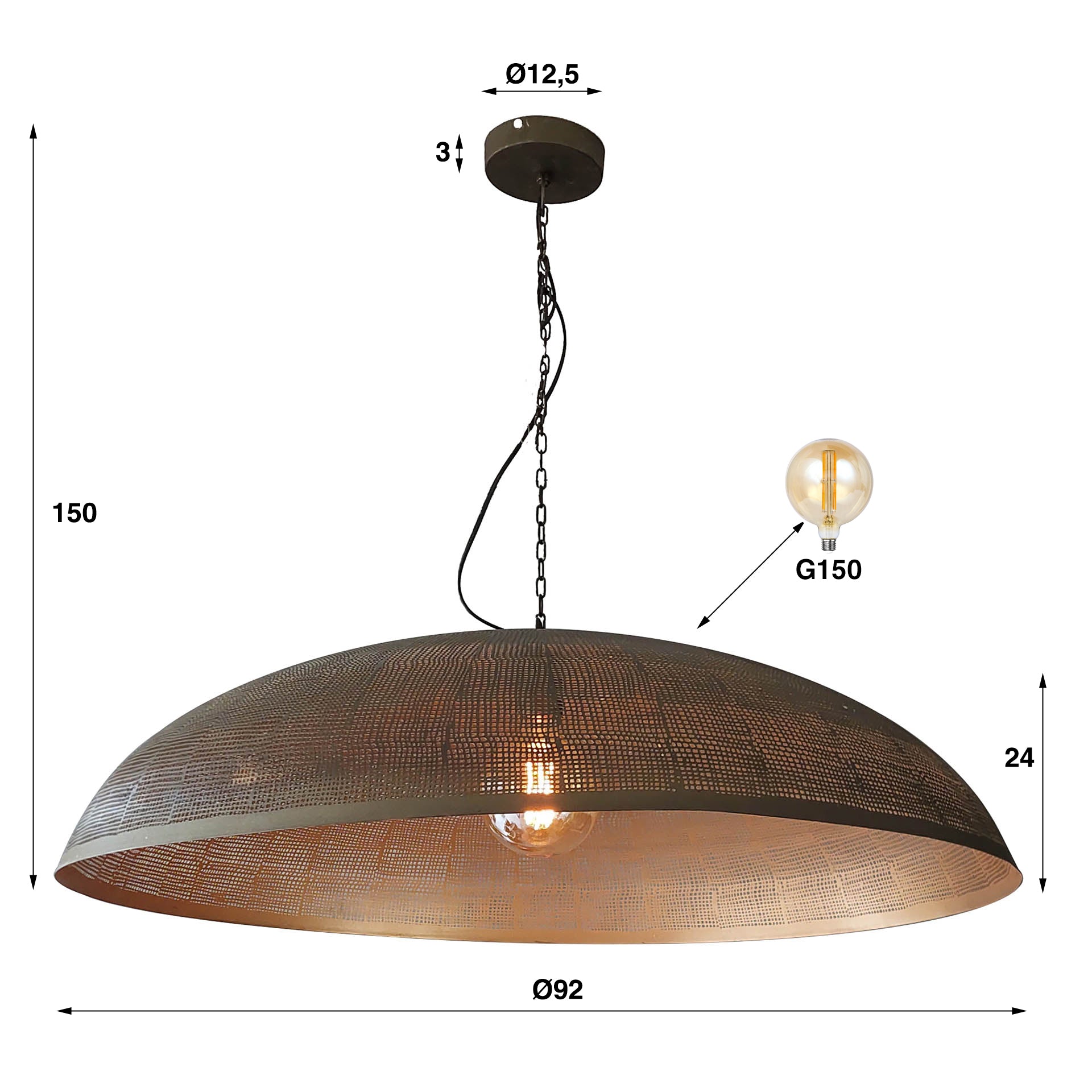 Suspension « Helia » – Avec surface en bronze antique en Métal