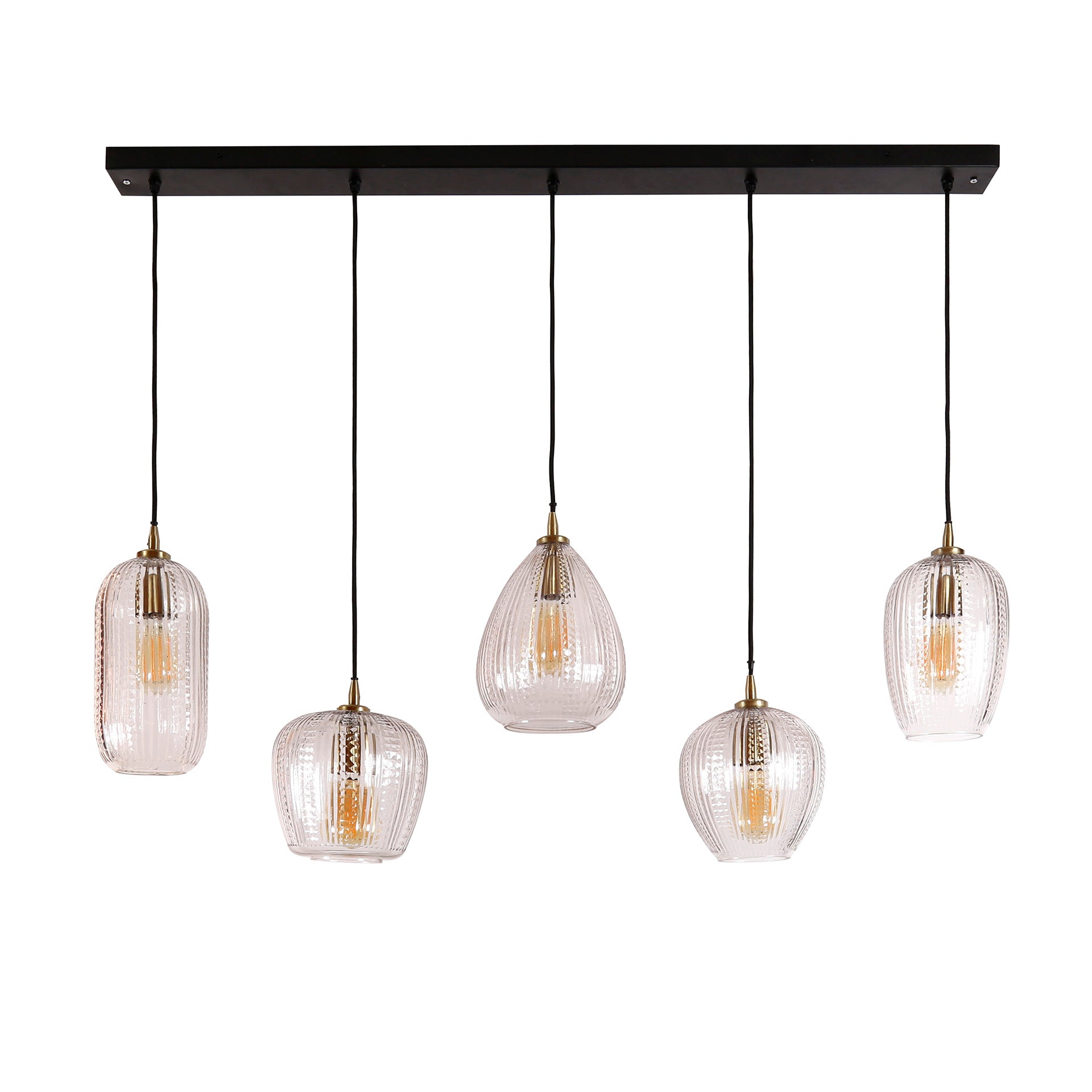Suspension « Velutto » – en verre diamant fait main avec 5 lampes