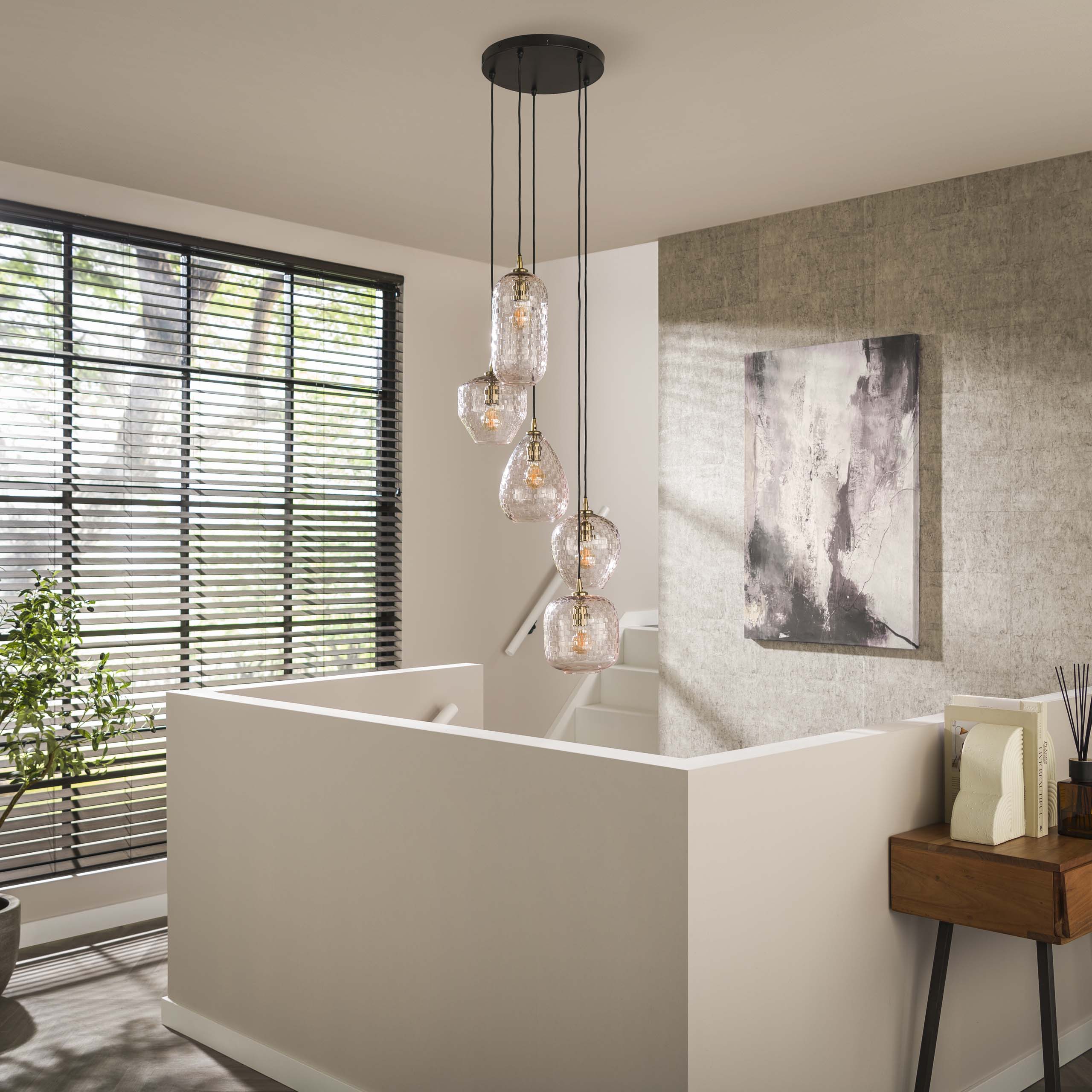 Suspension « Arcana » – en verre diamant à étages avec une hauteur de 180 cm