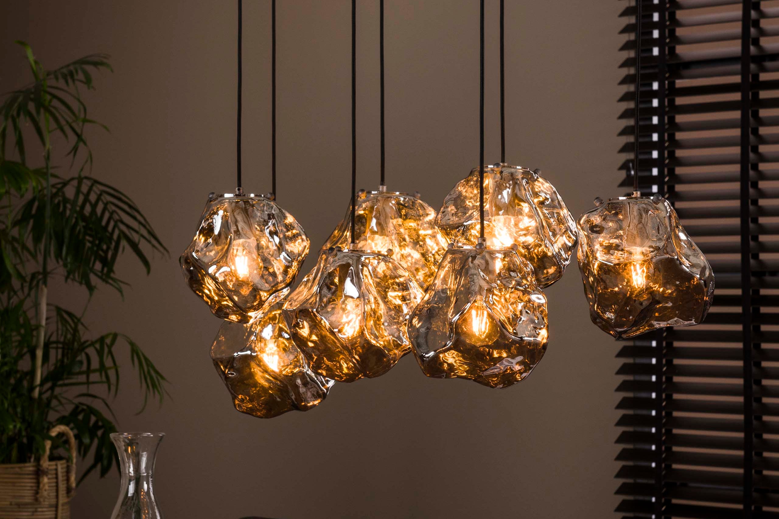 Suspension « Stellaris » – en verre chromé soufflé bouche